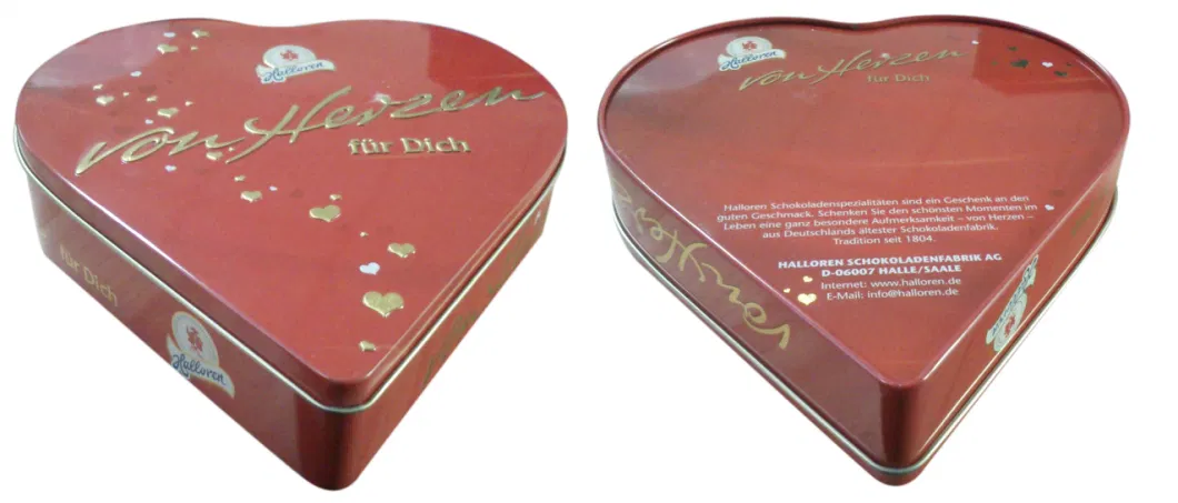 Heart Shaped Box Custom Metal Candy Food Grade Material Packing Chocolate Tin